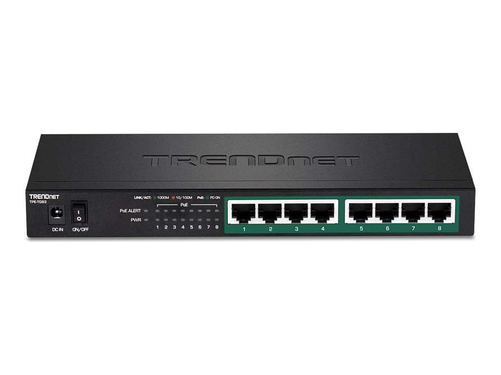 TRENDnet TPE-TG83 8-Port PoE Switch Gigabit PoE+ 65W