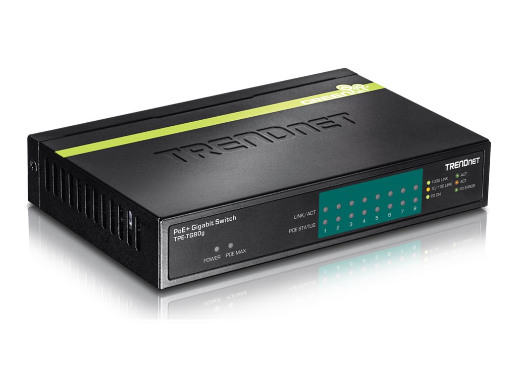 TRENDnet Switch  8 Port Gbit PoE+ 123W Metall