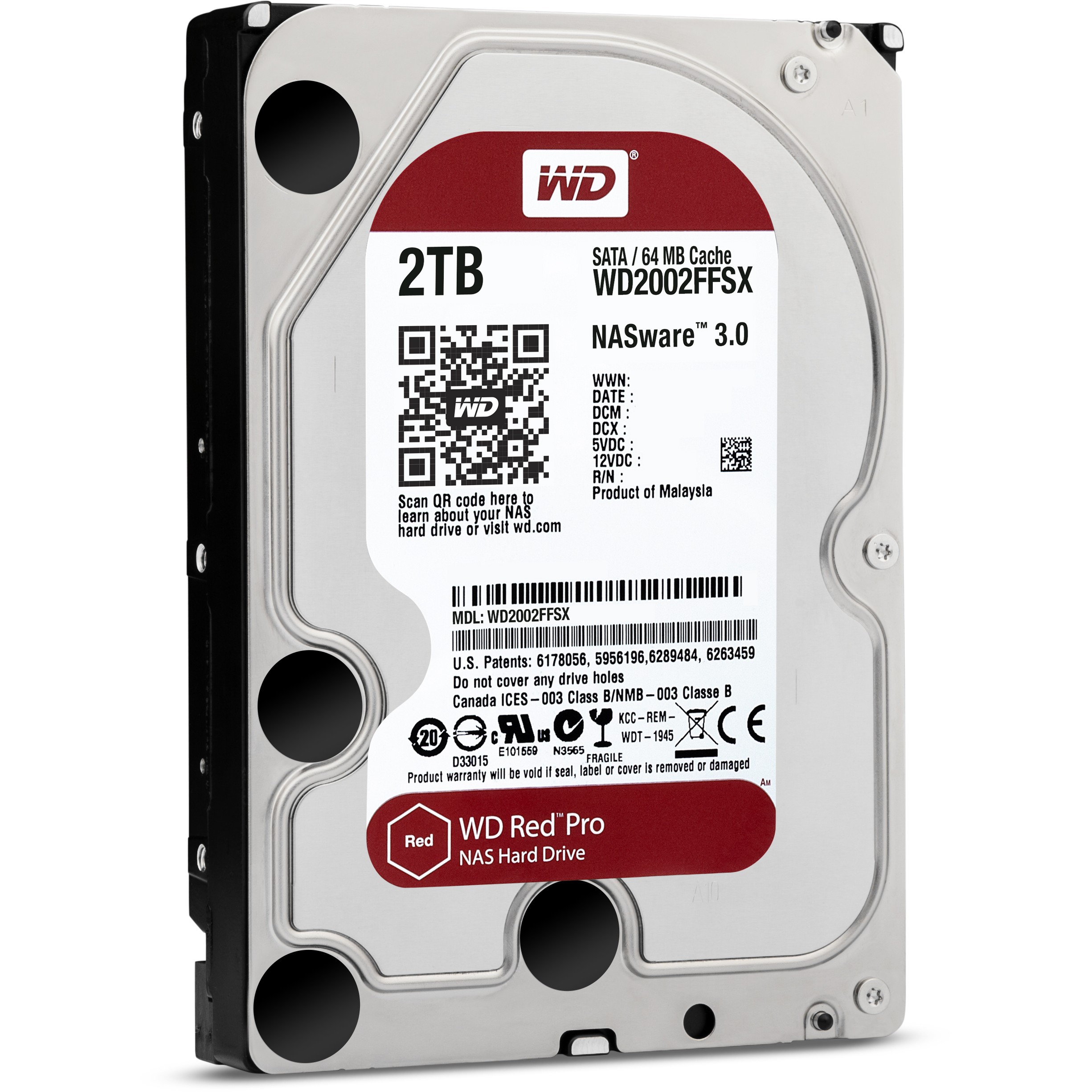 WD Red Pro    8.9cm (3.5)  2TB SATA3 7200   64MB WD2002FFSX intern