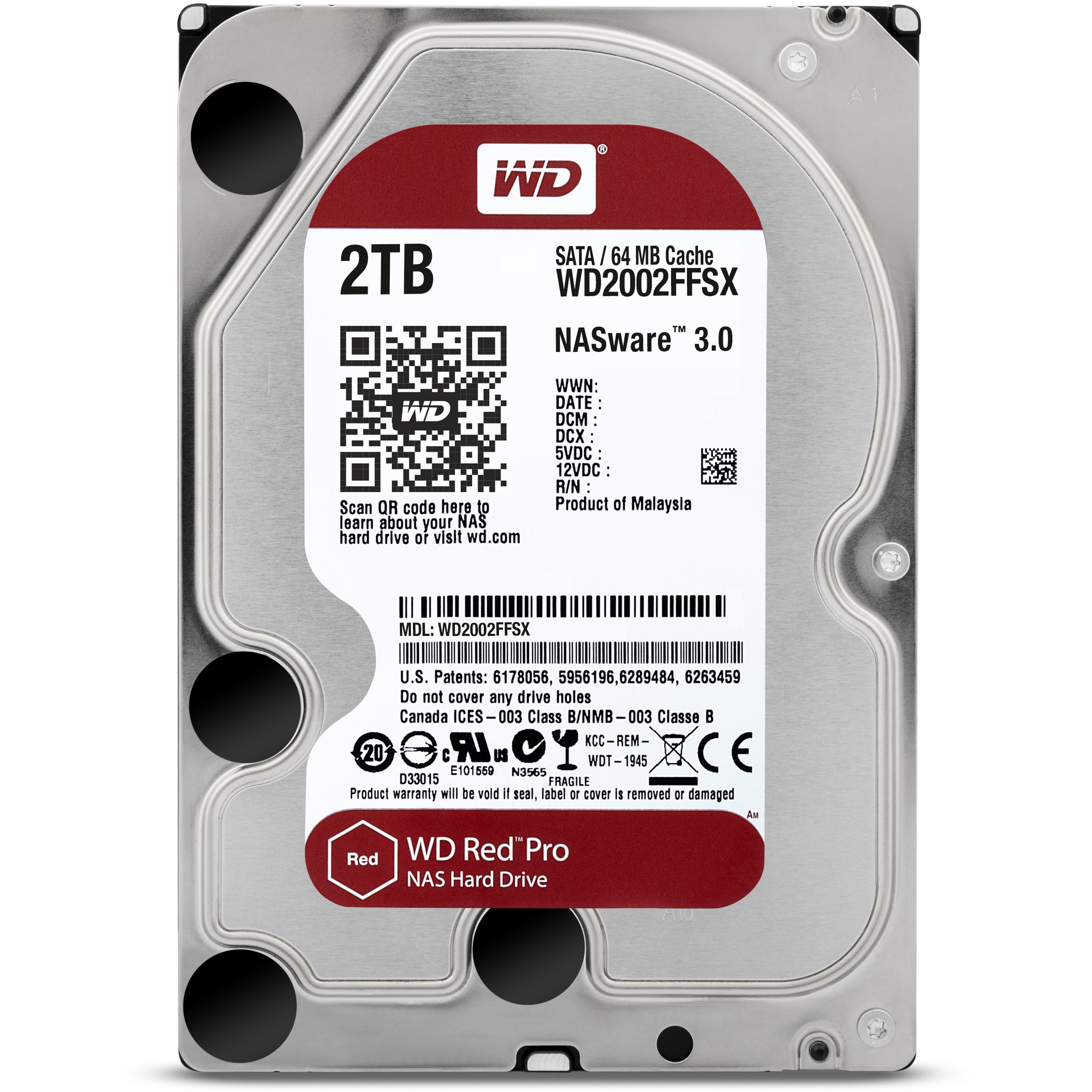 WD Red Pro    8.9cm (3.5)  2TB SATA3 7200   64MB WD2002FFSX intern