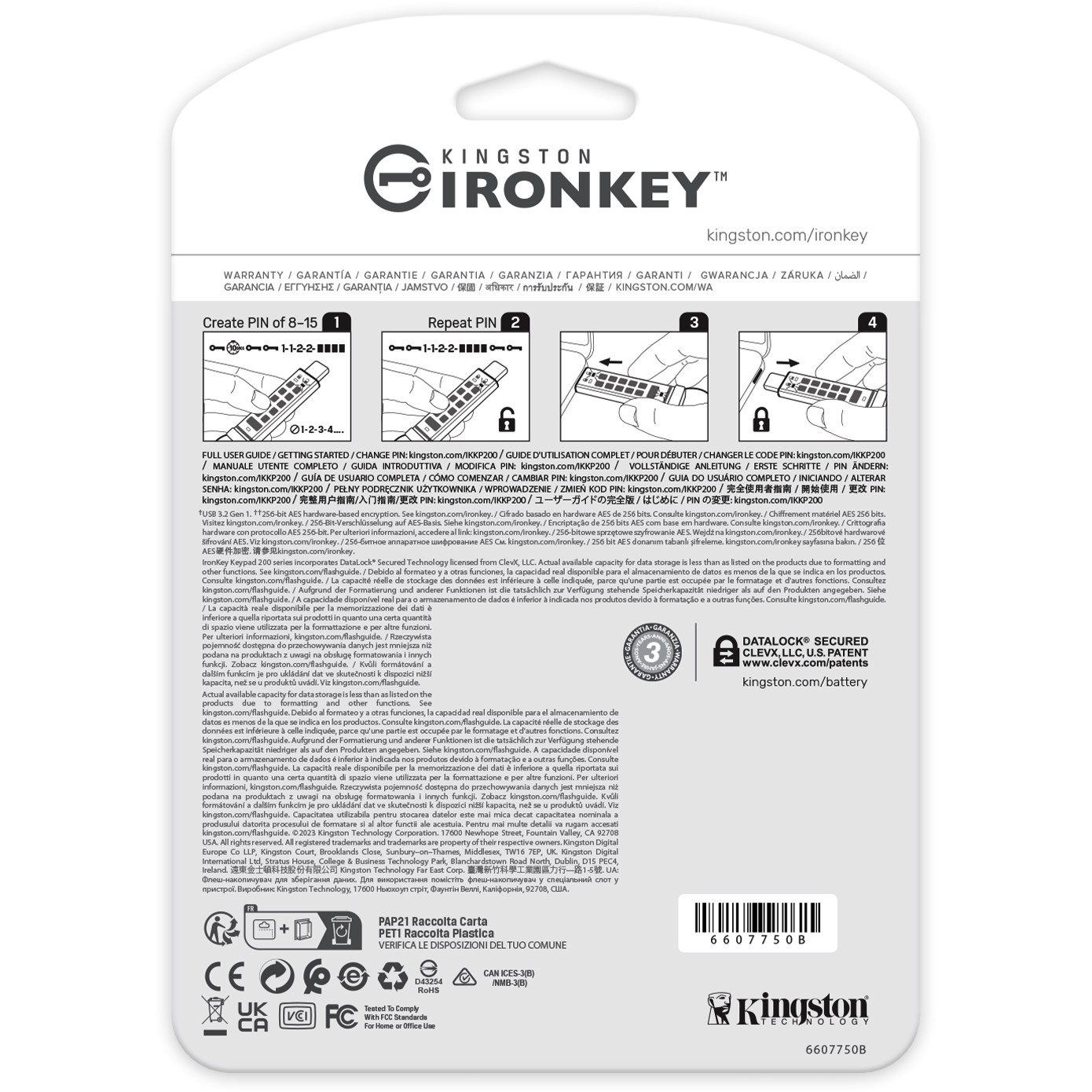 KINGSTON 128GB USB-C IronKey Keypad 200C