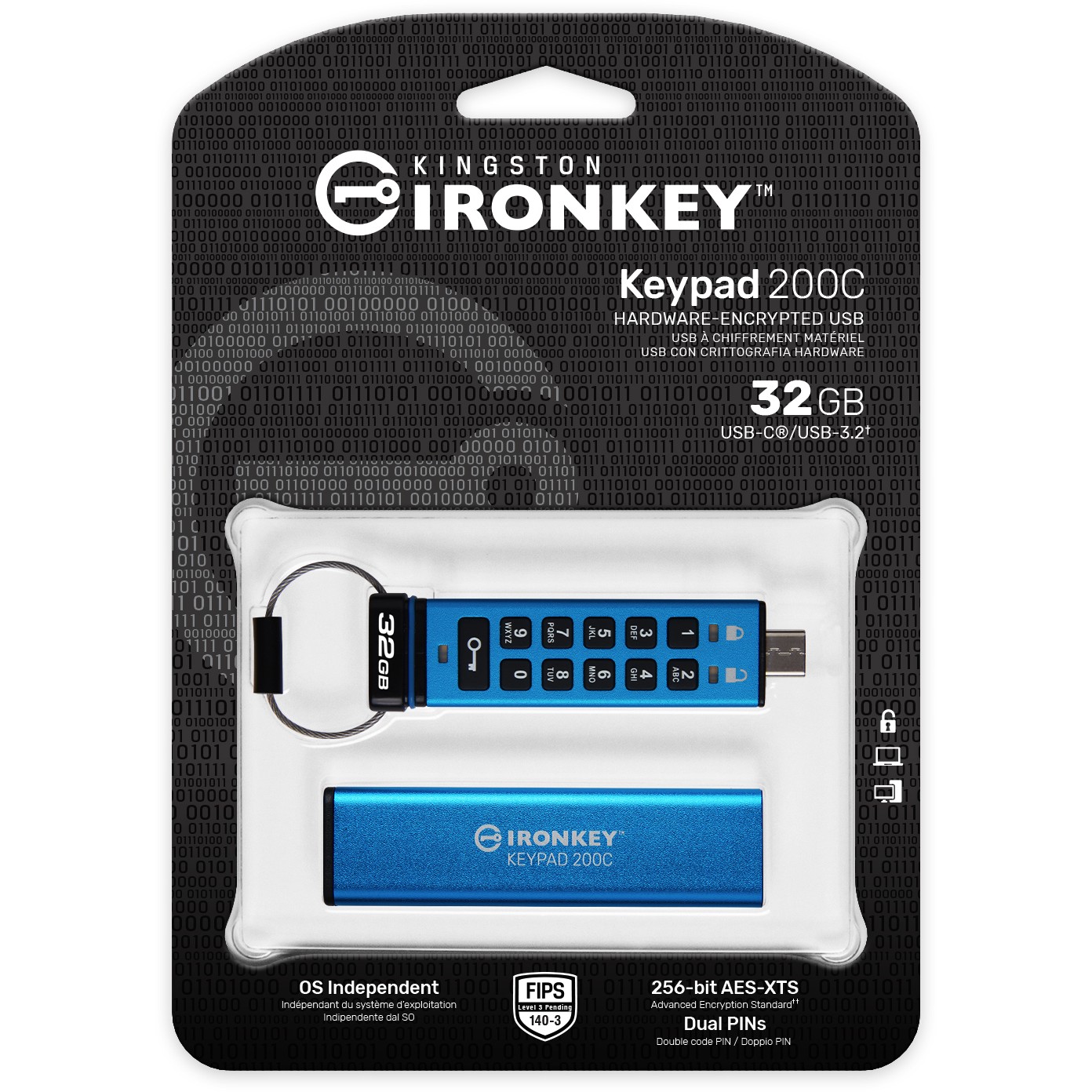 KINGSTON 32GB USB-C IronKey Keypad 200C
