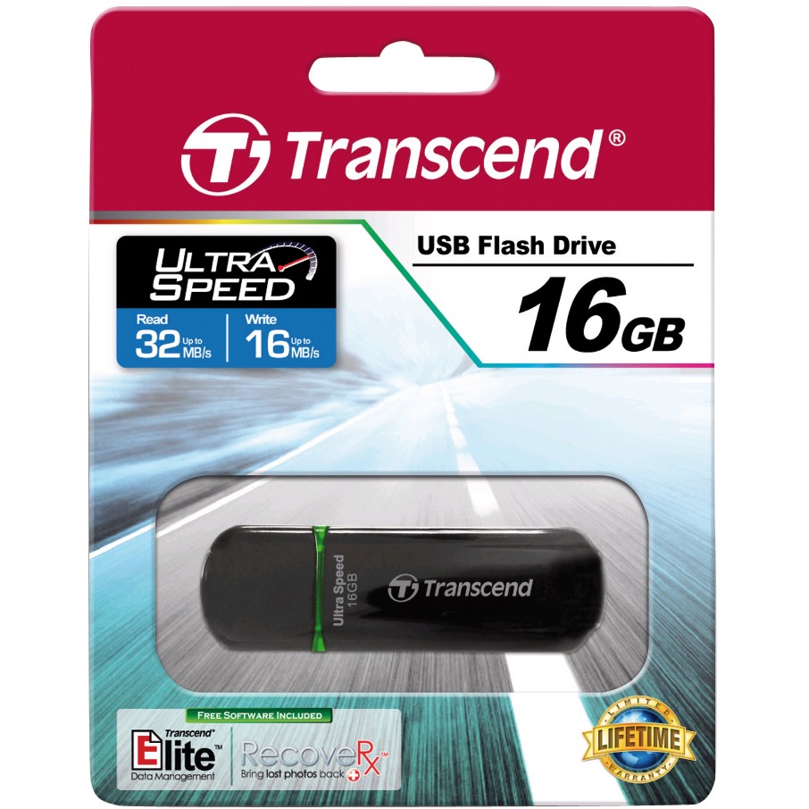 USB-Stick  16GB Transcend JetFlash 600 schwarz (MLC)