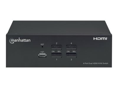 MANHATTAN KVM Switch 4-Port Dual-Monitor HDMI 4K@30Hz