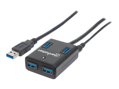 MANHATTAN USB-HUB  4-Port USB 3.0 schwarz mit Netzteil