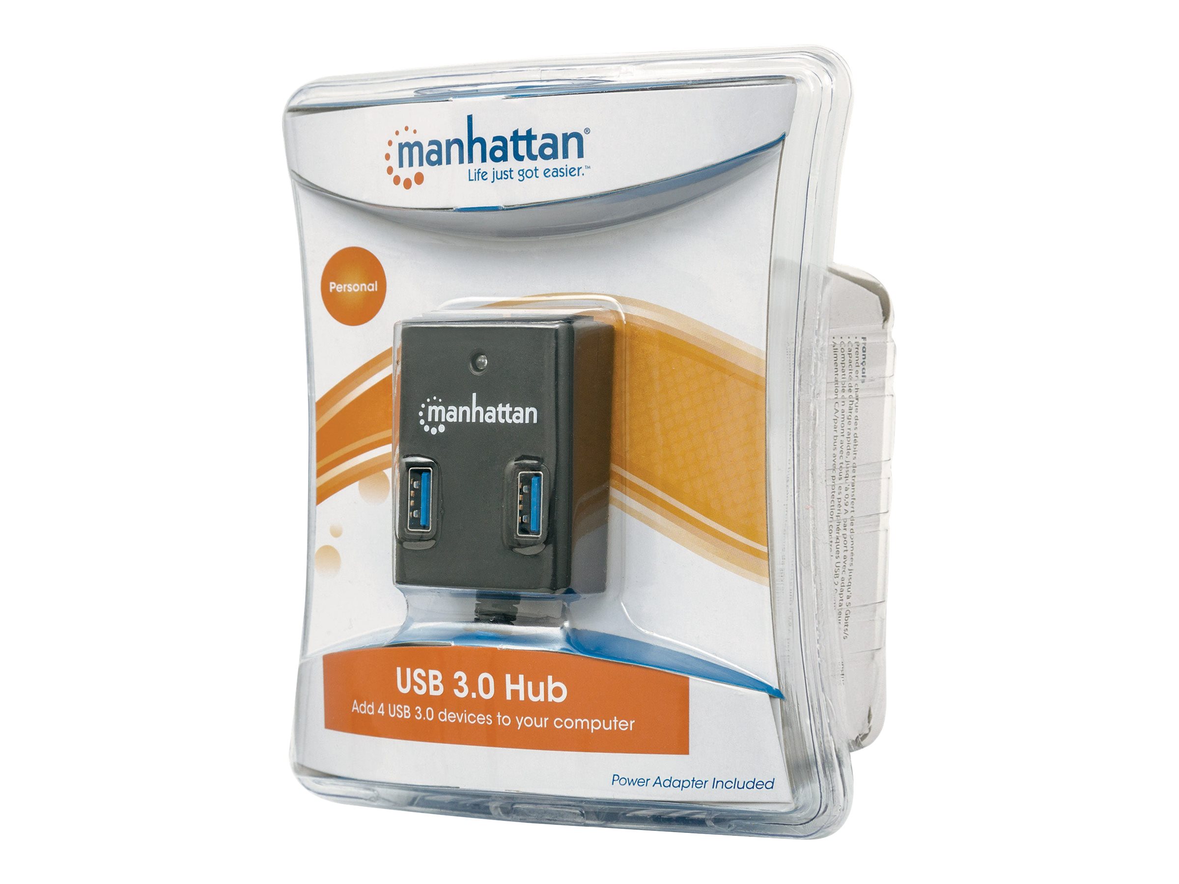 MANHATTAN USB-HUB  4-Port USB 3.0 schwarz mit Netzteil
