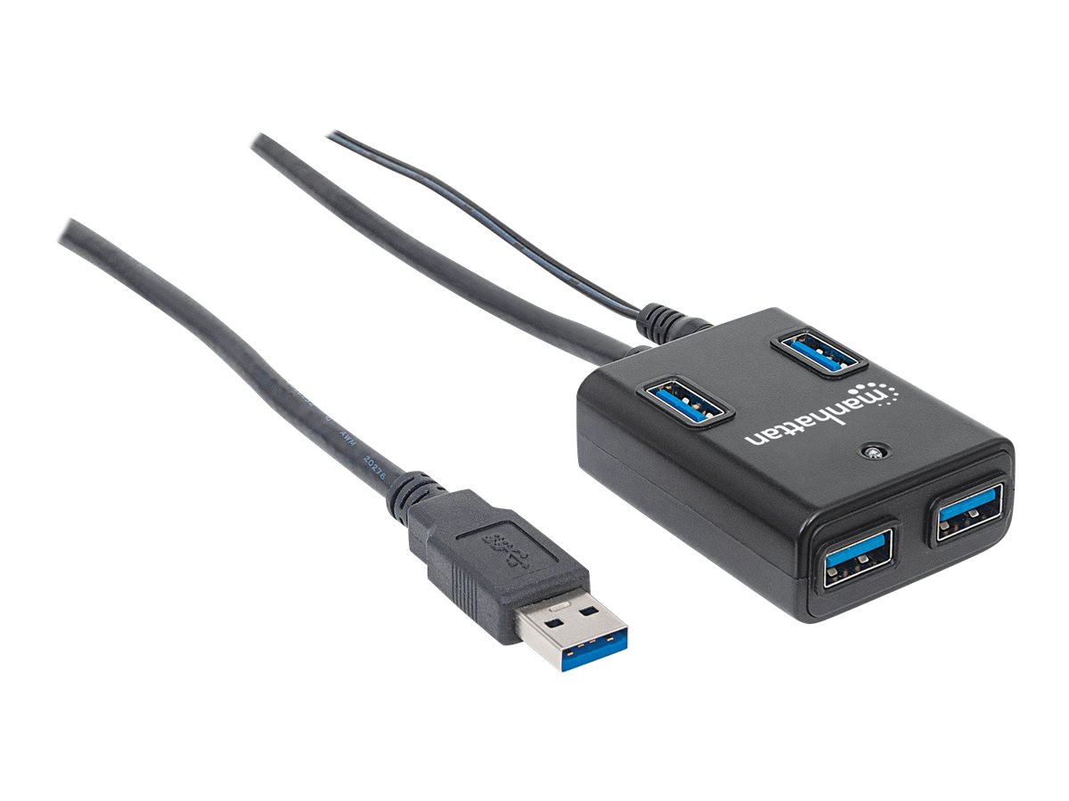 MANHATTAN USB-HUB  4-Port USB 3.0 schwarz mit Netzteil