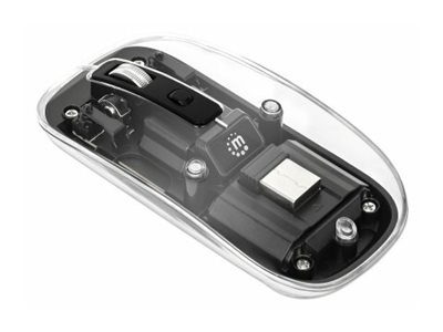 MANHATTAN Funkmaus USB-A 4Tasten RGB LED schwarz transparent