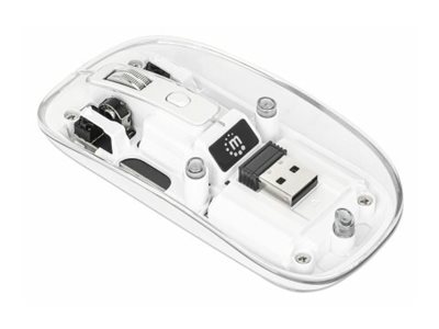 MANHATTAN Funkmaus USB-A 4Tasten RGB LED weiß transparent