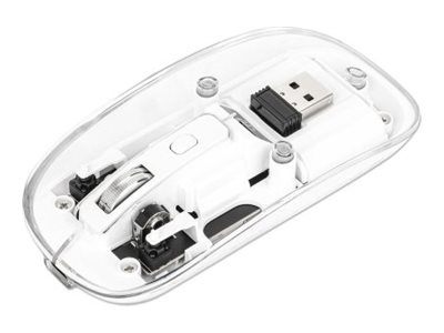 MANHATTAN Funkmaus USB-A 4Tasten RGB LED weiß transparent