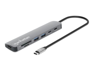 MANHATTAN USB-C PD auf HDMI 7-in-1 4K Dockingstation grau