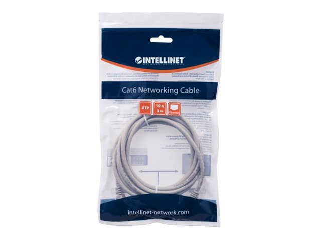 INTELLINET Patchkabel RJ45 U/UTP Cat6 1.00m Hebelschutz grau