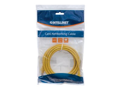 INTELLINET Patchkabel RJ45 U/UTP Cat6 0.50m Hebelschutz gelb