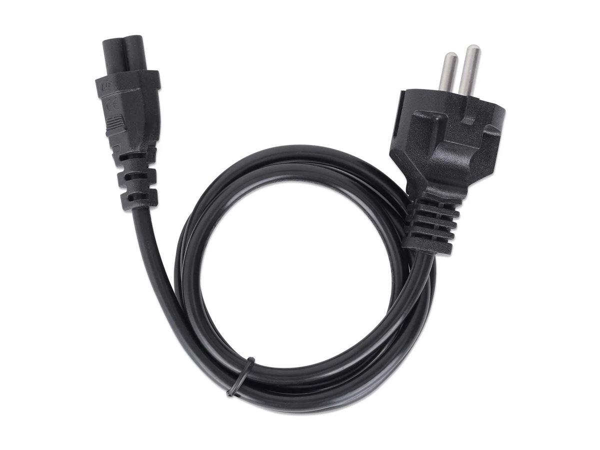 Manhattan Stromkabel C5 auf Schutzkontakt 1m schwarz