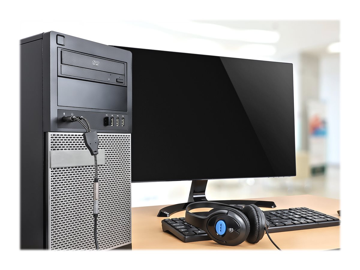 MANHATTAN Headset-Adapterkabel mit Aux Y-Audiosplitter 15cm