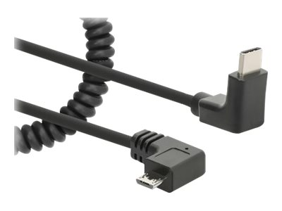 MH Spiralladekabel USB-C/Micro 1m schwrz