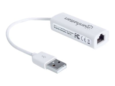 MANHATTAN USB Adapter USB 2.0 -> RJ45 Fast Ethernet    weiß