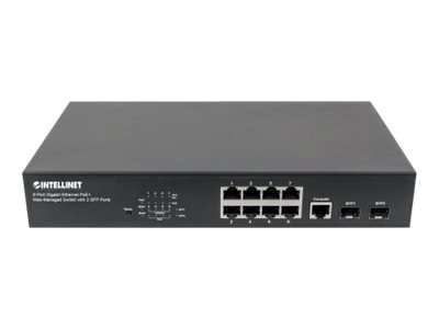 INTELLINET Switch 8-Port Gigabit Web-Managed PoE+ Desk 2xSFP