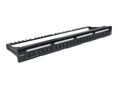 INTELLINET Patchpanel,19,Blank,24Port,1U,Cable Manag.,Black