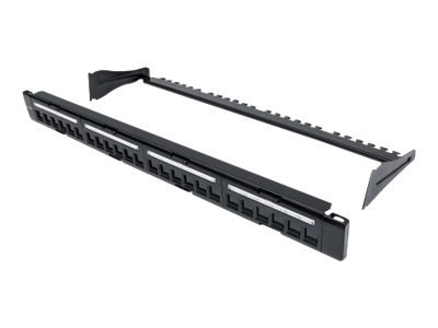 INTELLINET Patchpanel,19,Blank,24Port,1U,Cable Manag.,Black