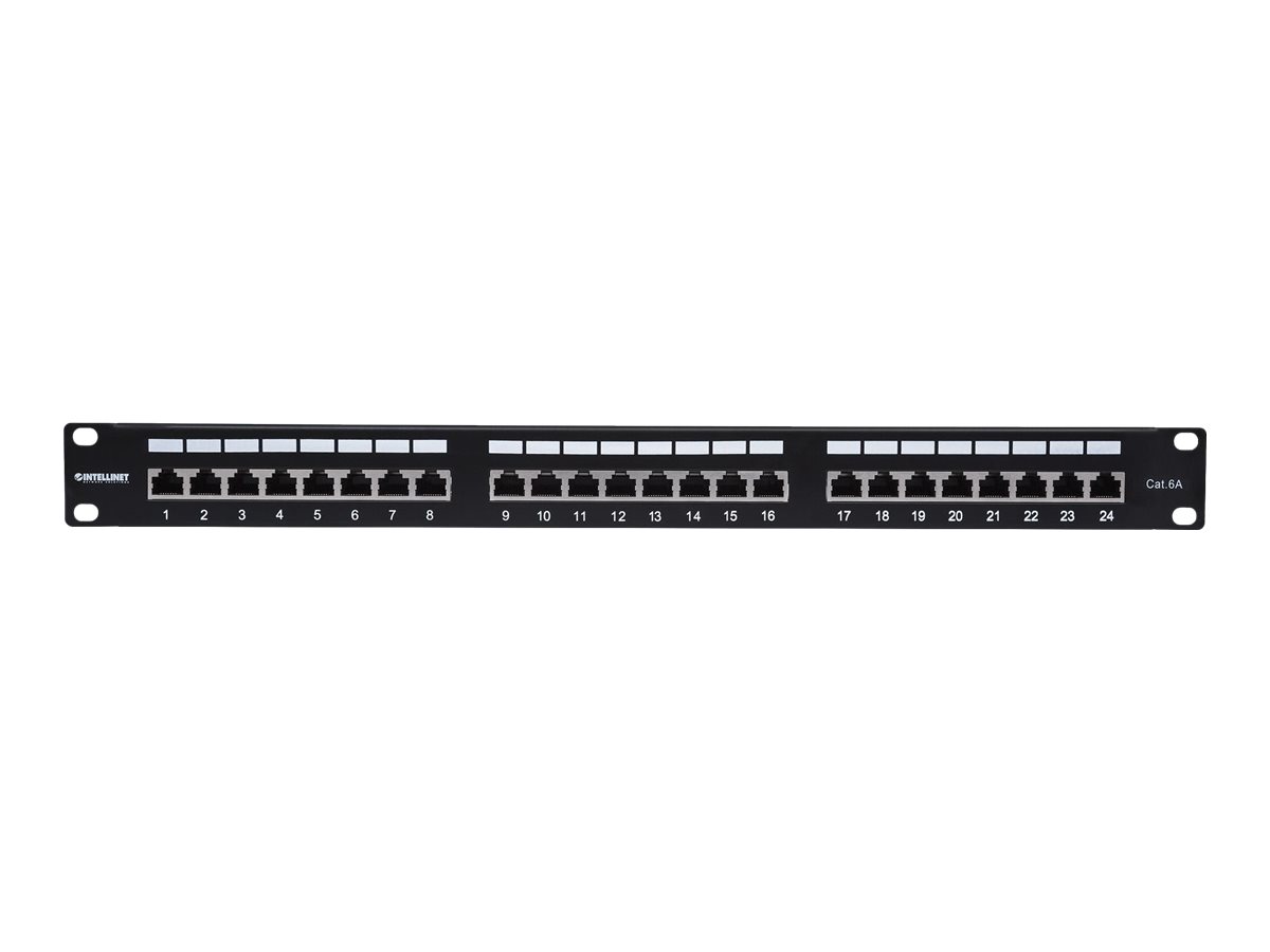 INTELLINET 24-Port Cat6a Patchpanel FTP 1HE schwarz