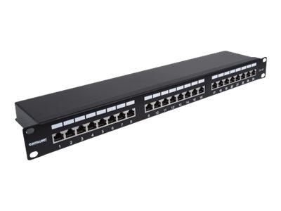 INTELLINET 24-Port Cat6a Patchpanel FTP 1HE schwarz