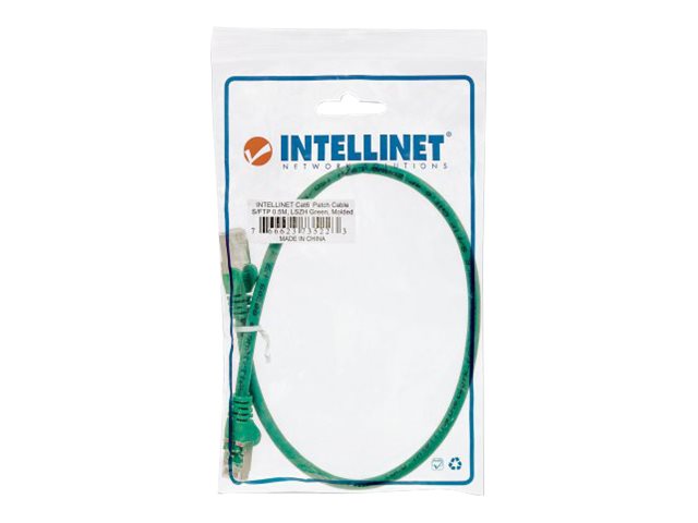 INTELLINET Patchkabel RJ45 S/FTP Cat6 Kupfer LSZH 0,5m grün