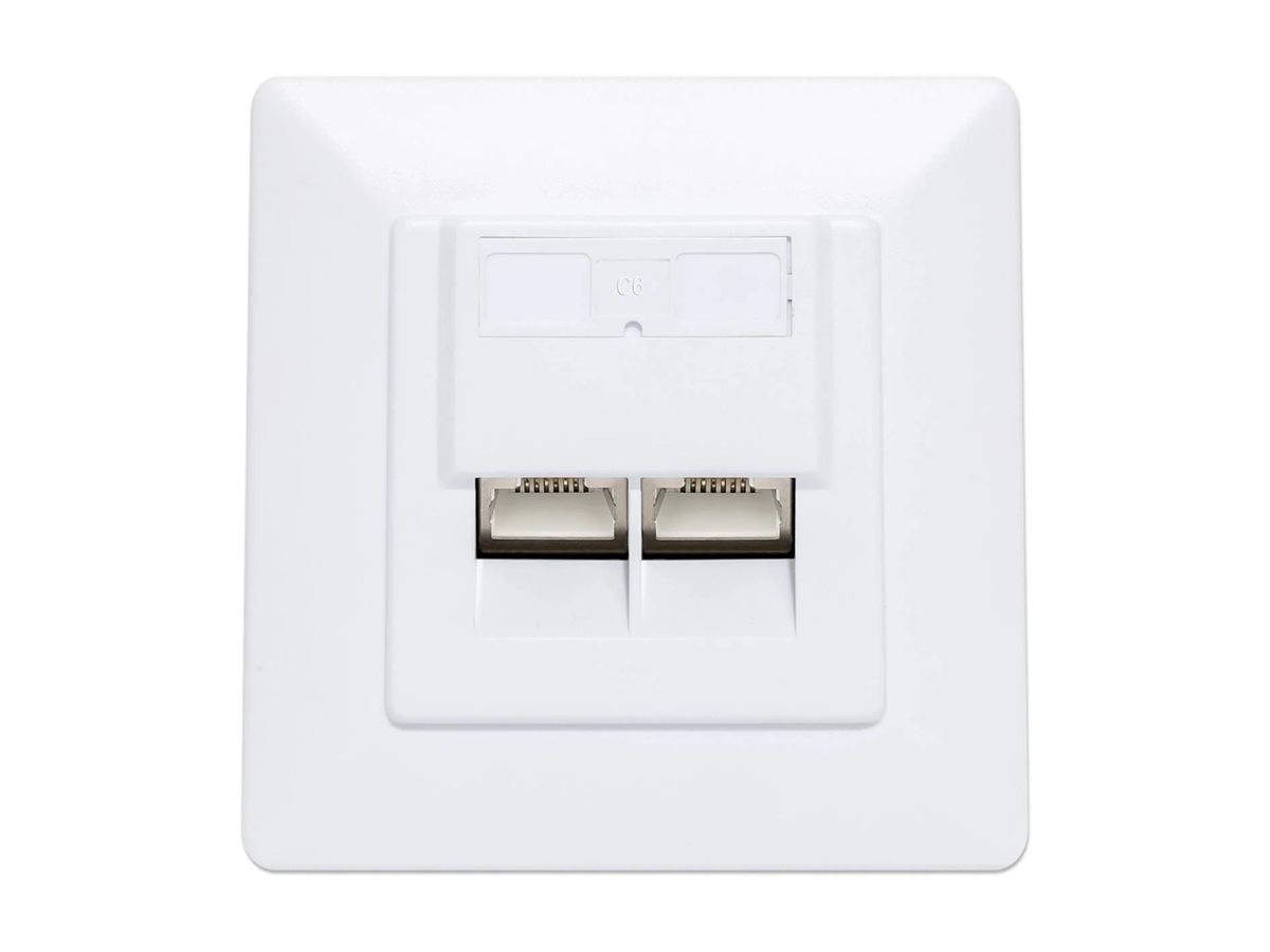 INTELLINET 2-Port Cat6 10G RJ45-Unterputzdose STP weiß