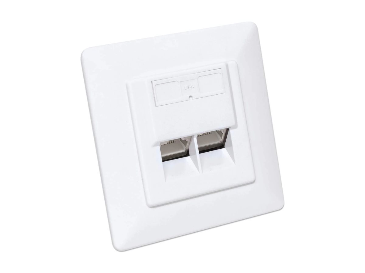 INTELLINET 2-Port Cat6a 10G RJ45-Unterputzdose STP weiß