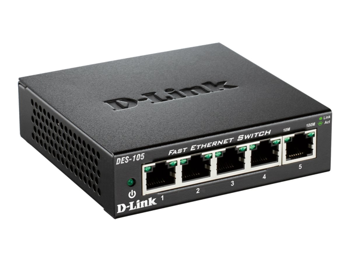 D-Link DES-105 5-Port Fast Ethernet Unmanaged Desktop Switch