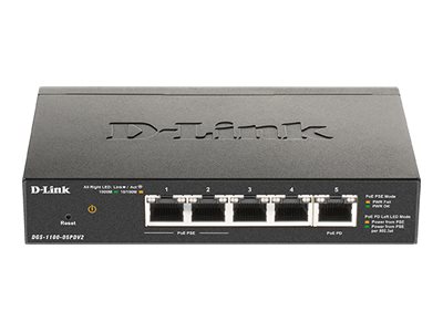 D-Link DGS-1100-05PDV2 5-Port Smart Gigabit Switch PoE-powered PoE