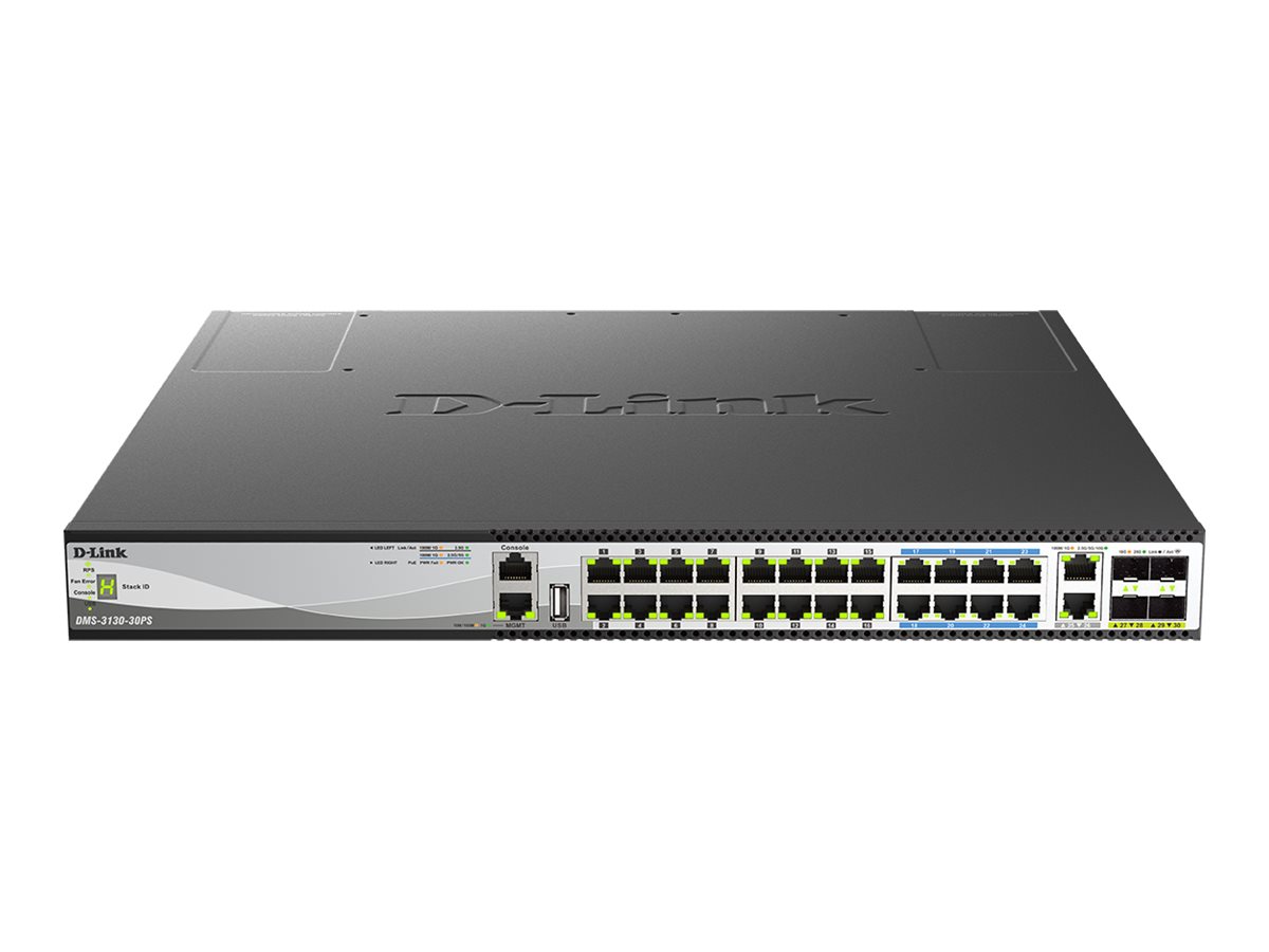 D-Link DMS-3130-30PS/E 30-Port Layer 3, PoE 740W Multi-Gigabit Stack Switch