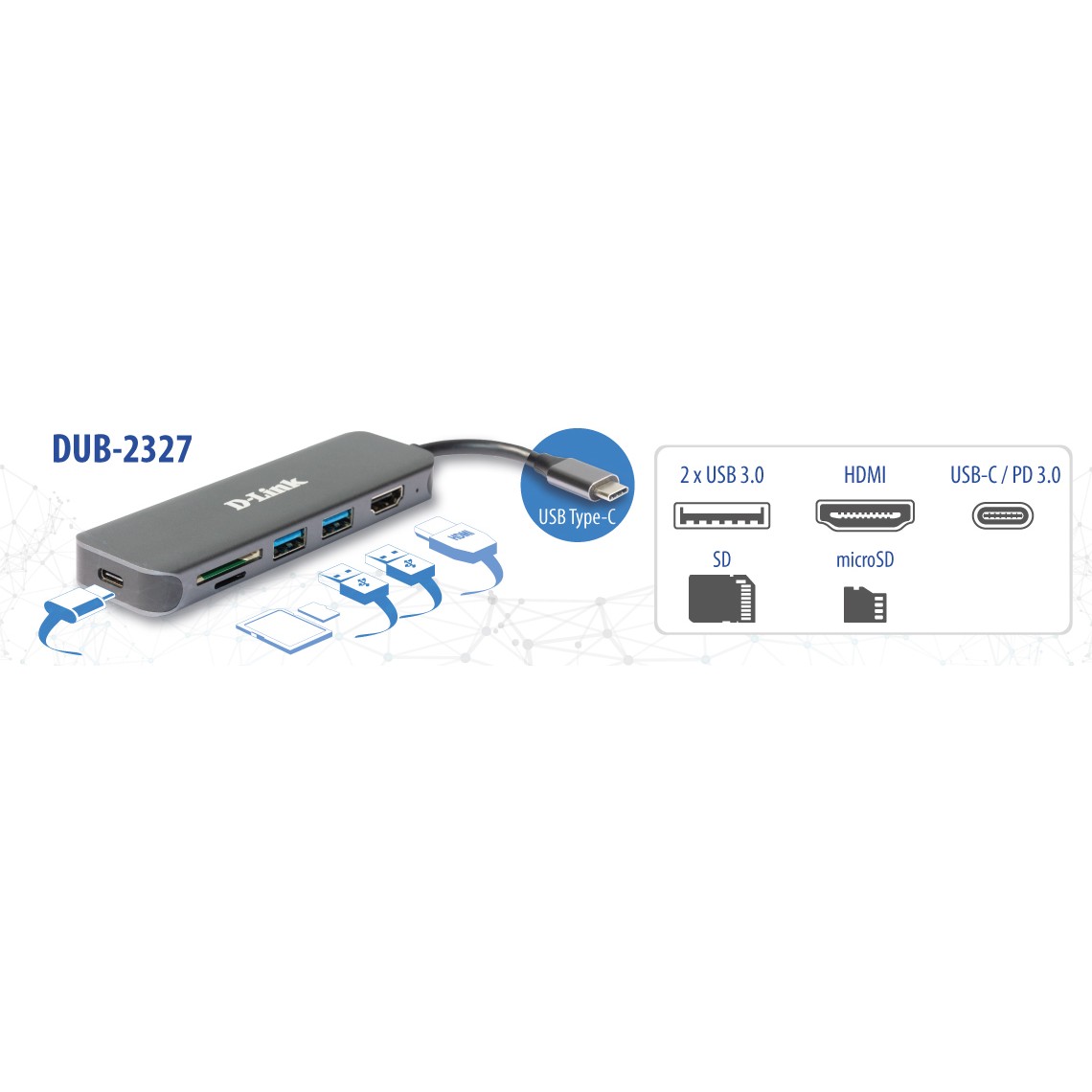 D-Link DUB-2327 6-in-1 USB-C Hub mit HDMI/Card Reader/Power Delivery