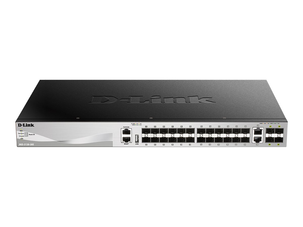D-Link DGS-3130-30S/E 30Port Switch, Layer 3 Fiber Gigabit Stack (SI)