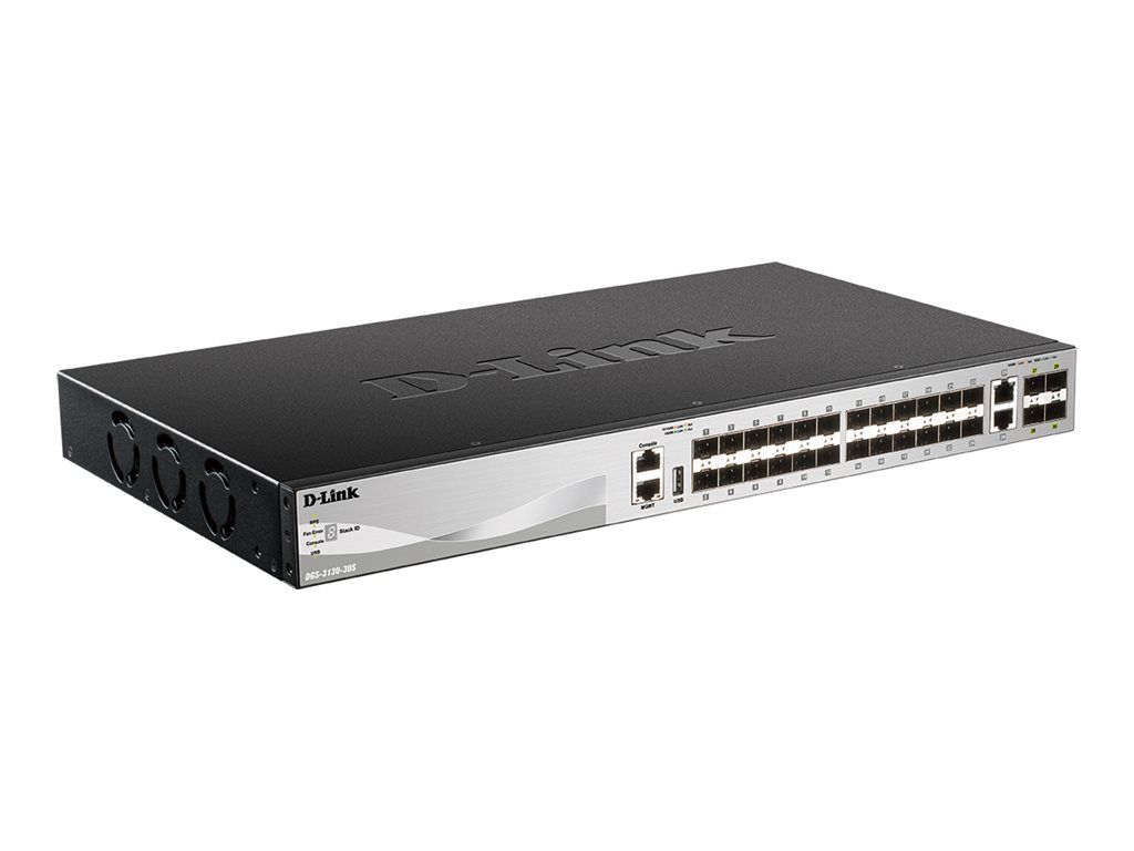 D-Link DGS-3130-30S/E 30Port Switch, Layer 3 Fiber Gigabit Stack (SI)