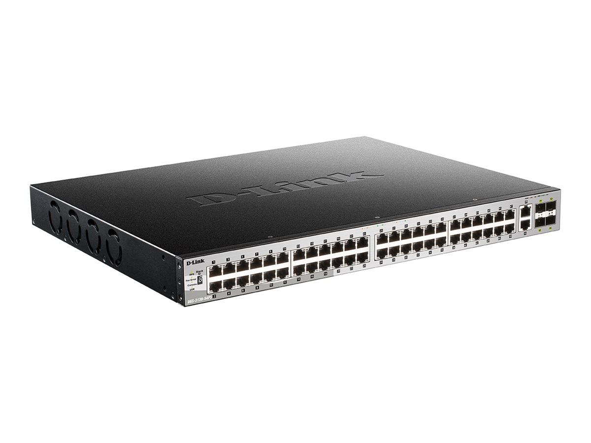 D-Link DGS-3130-54PS/E 54Port PoE Switch, Layer 3 PoE Gigabit Stack (SI