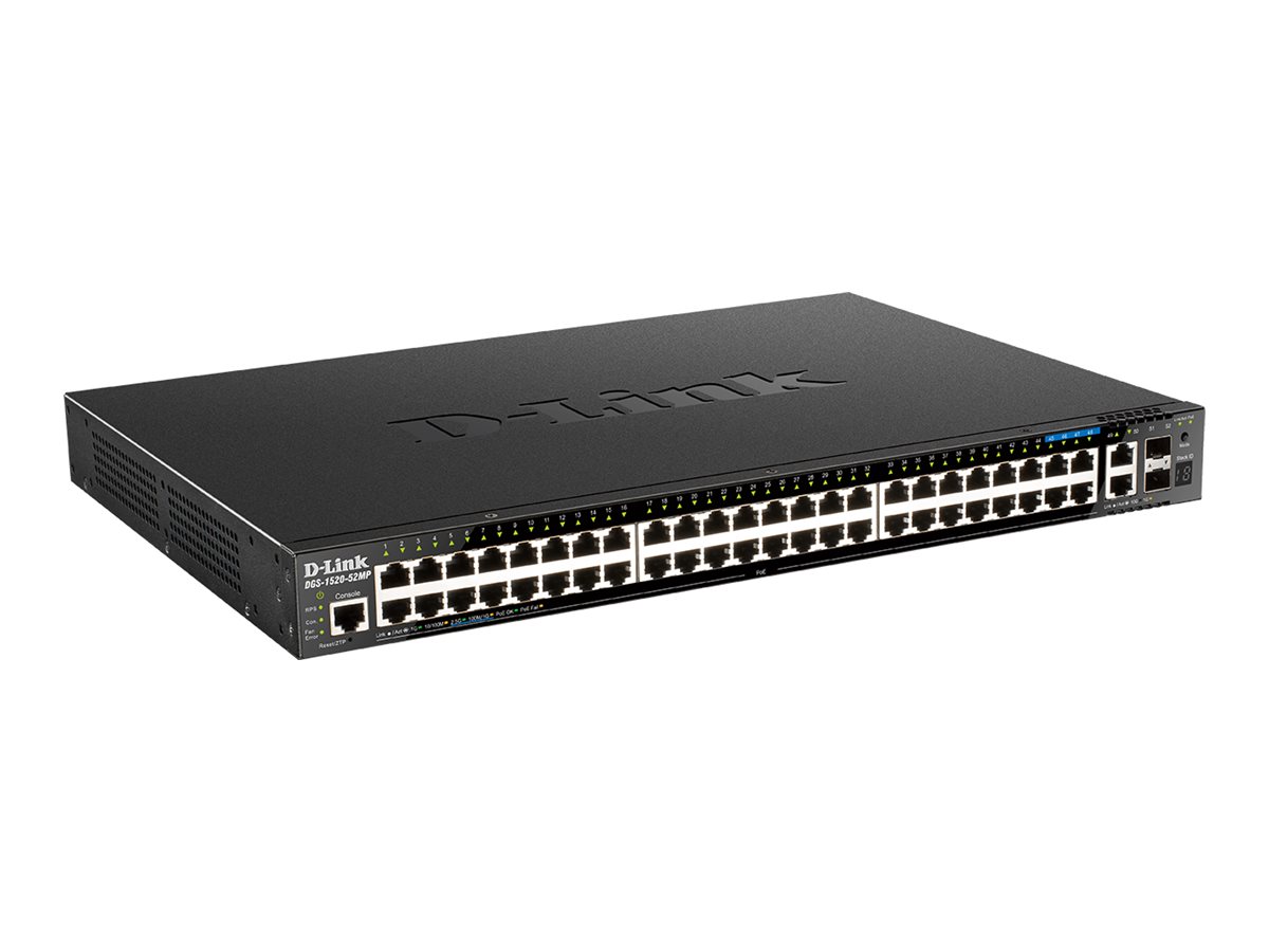 D-Link DGS-1520-52MP/E 52-Port Smart Managed PoE+ Gigabit Stack Switch, 4x 2.5 GE, 4x 10G