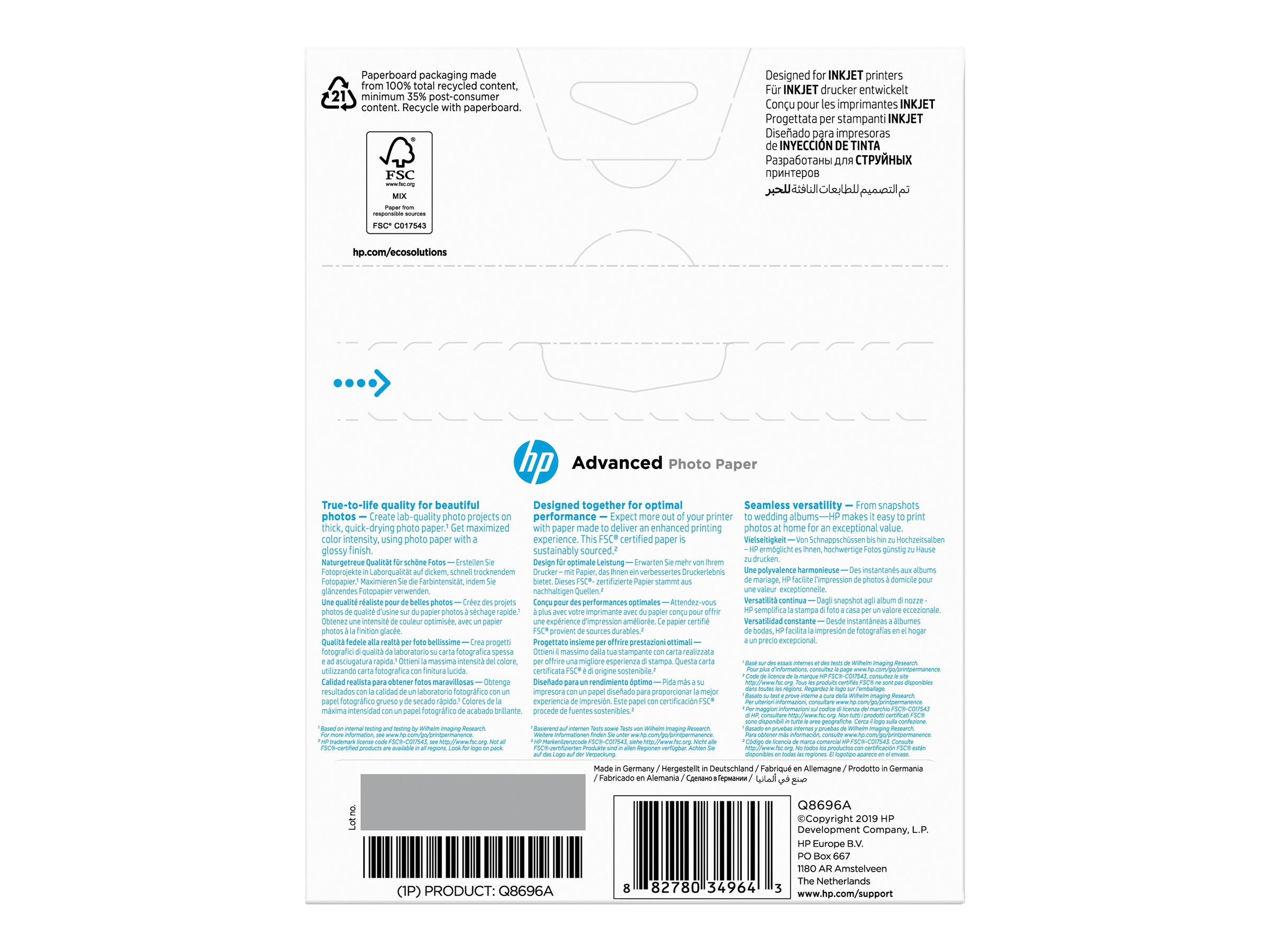 HP advanced Fotopapier glaenzend randlos