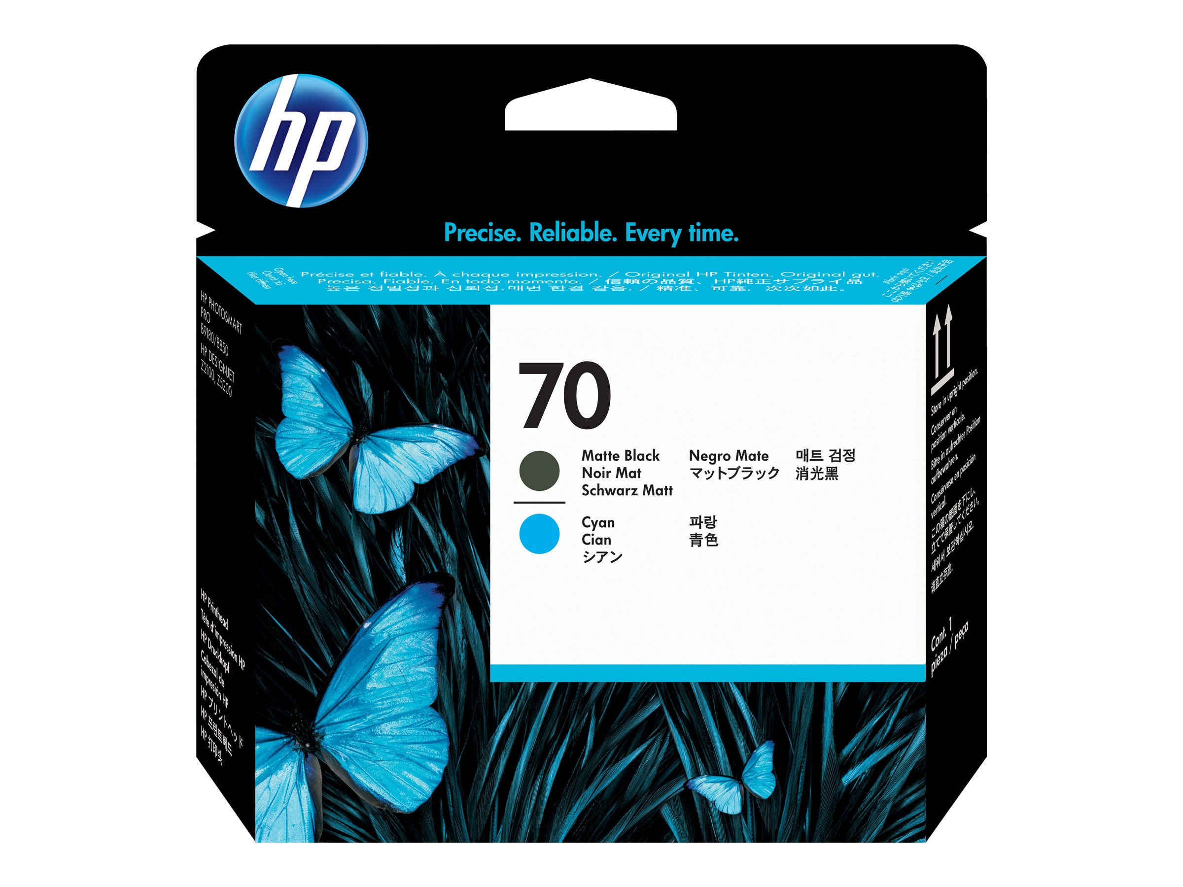 HP 70 Druckkopf matt schwarz + cyan