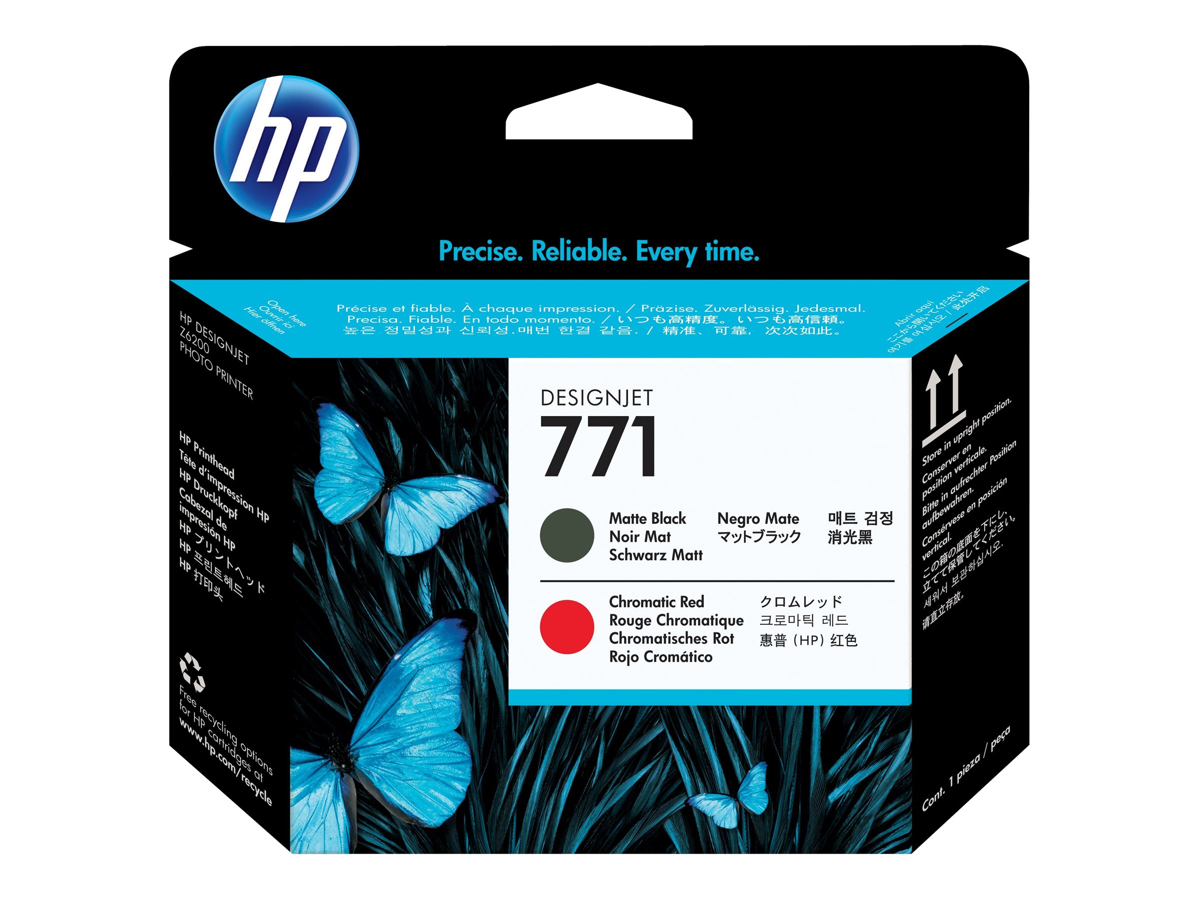 HP 771 Druckkopf matt schwarz + rot