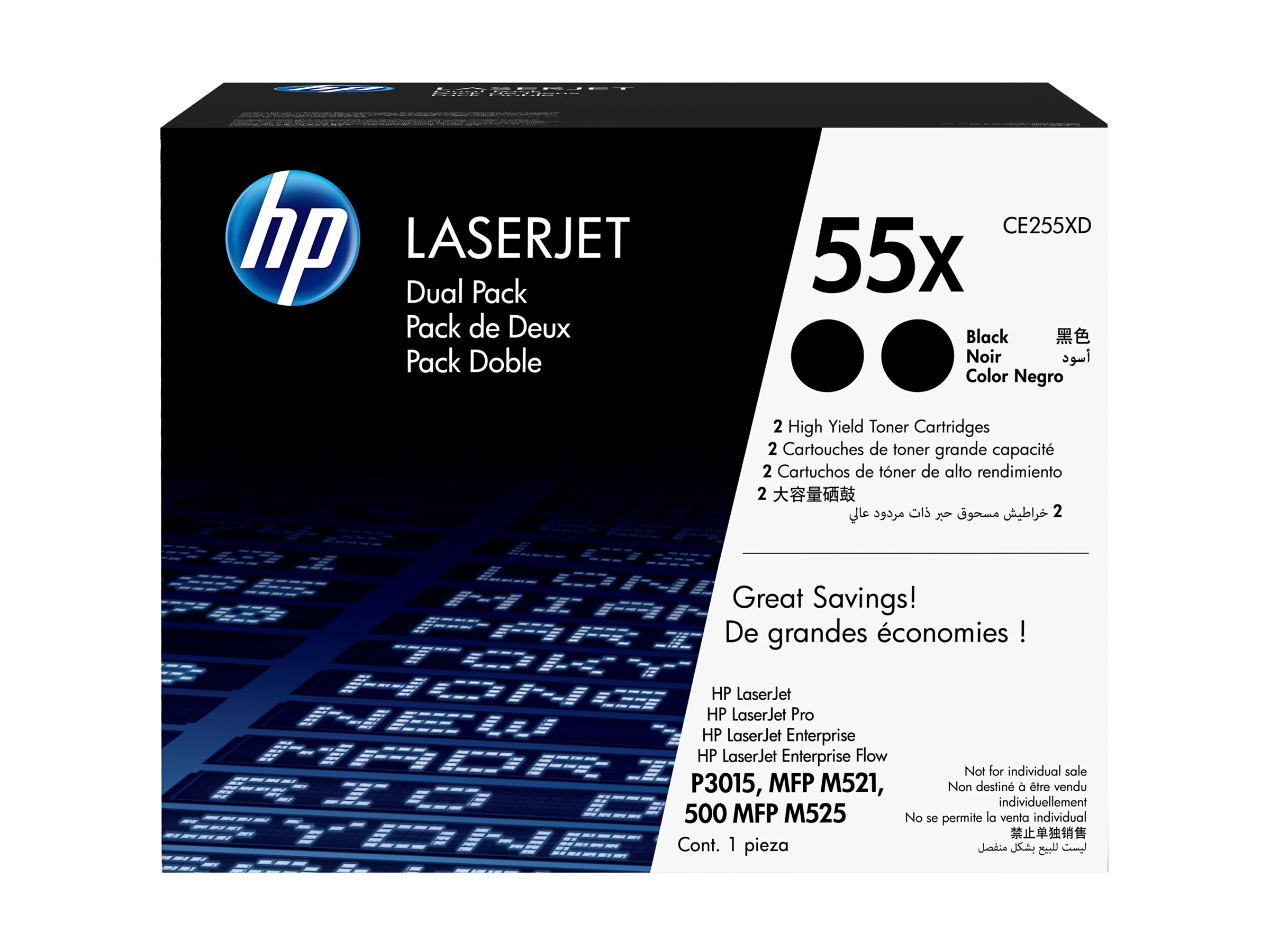 HP 55X 2er-Pack Schwarz Original LaserJet Tonerkartusche mit hoher Reichweite