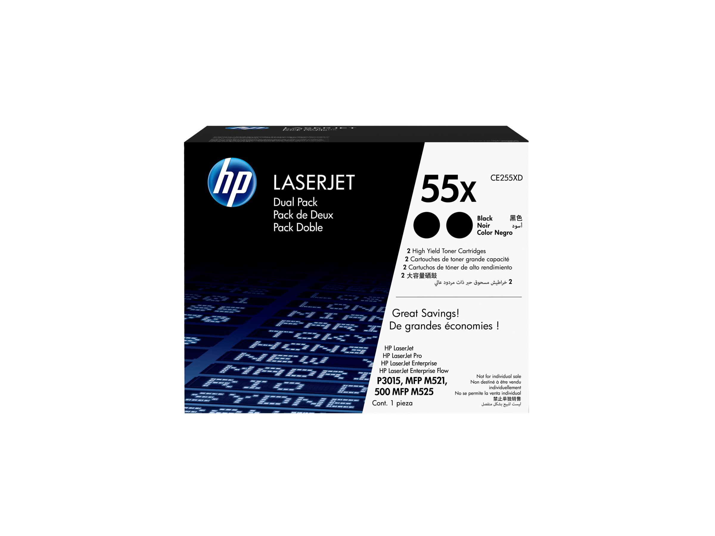 HP 55X 2er-Pack Schwarz Original LaserJet Tonerkartusche mit hoher Reichweite