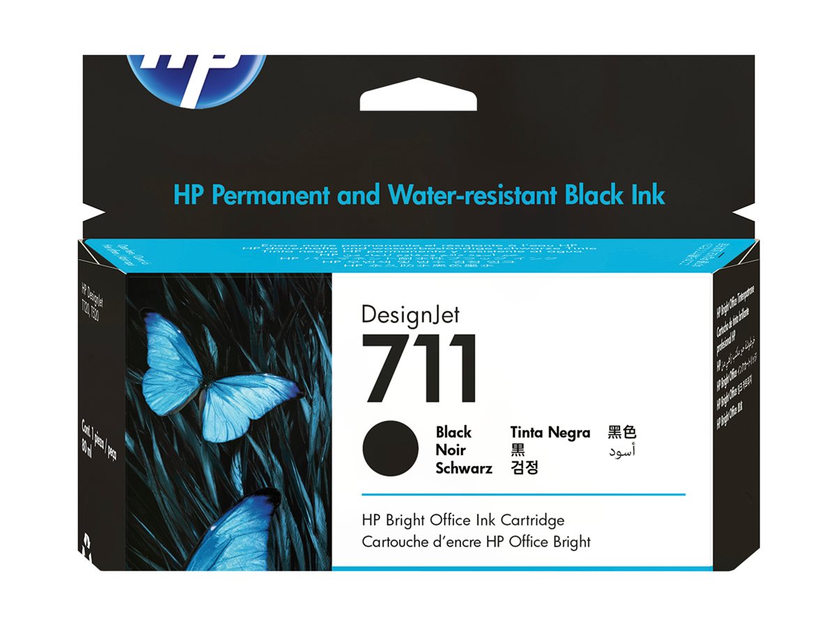 HP 711 Schwarz DesignJet Tintenpatrone, 80 ml
