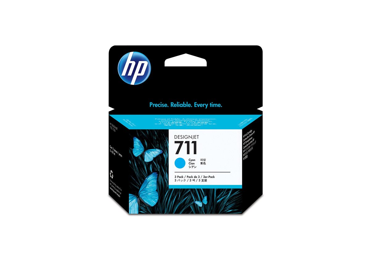 HP 3x 711 Tinte Cyan DJ T120 520