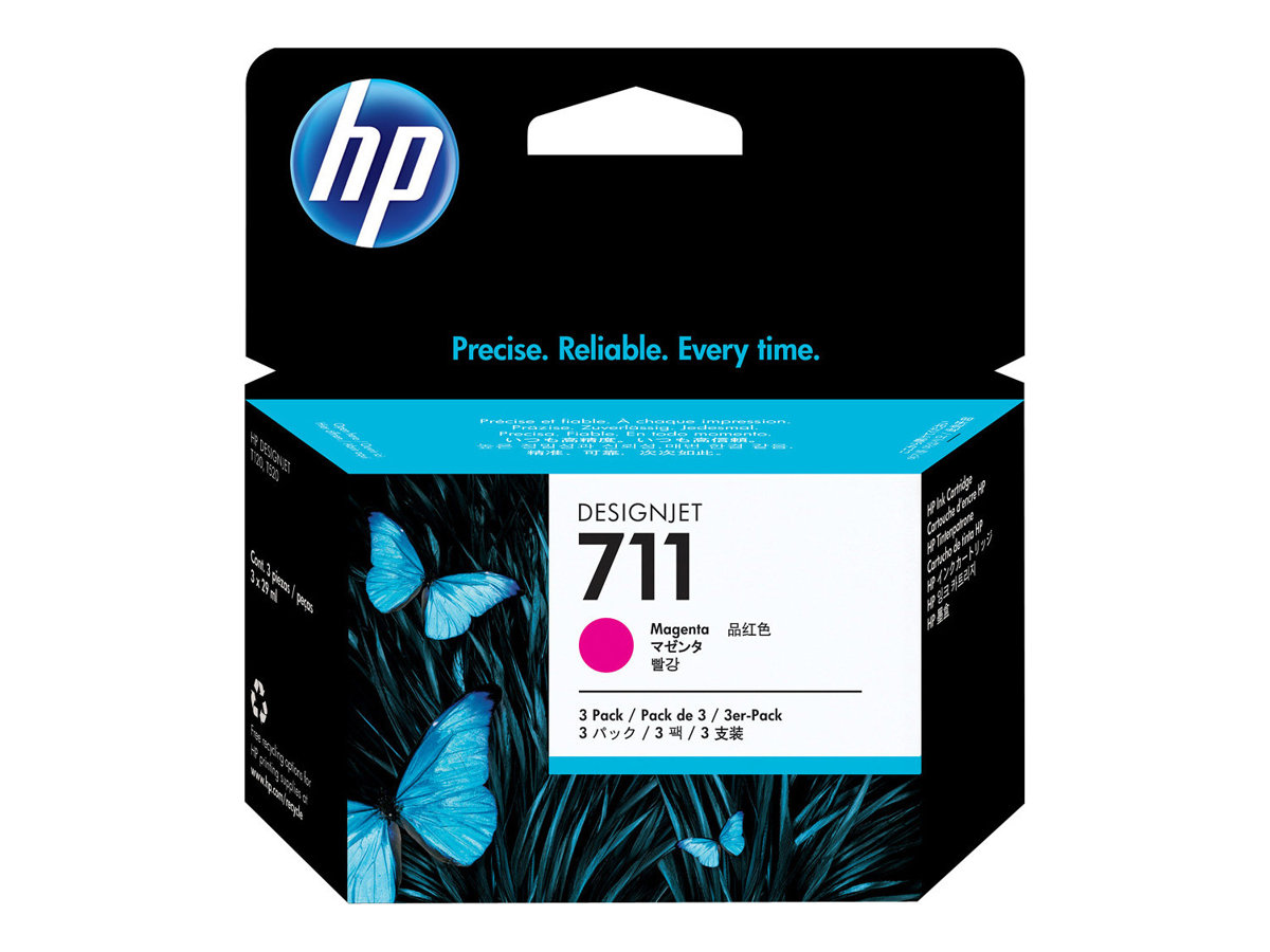 HP 711 3er-Pack Magenta DesignJet Tintenpatronen, 29 ml