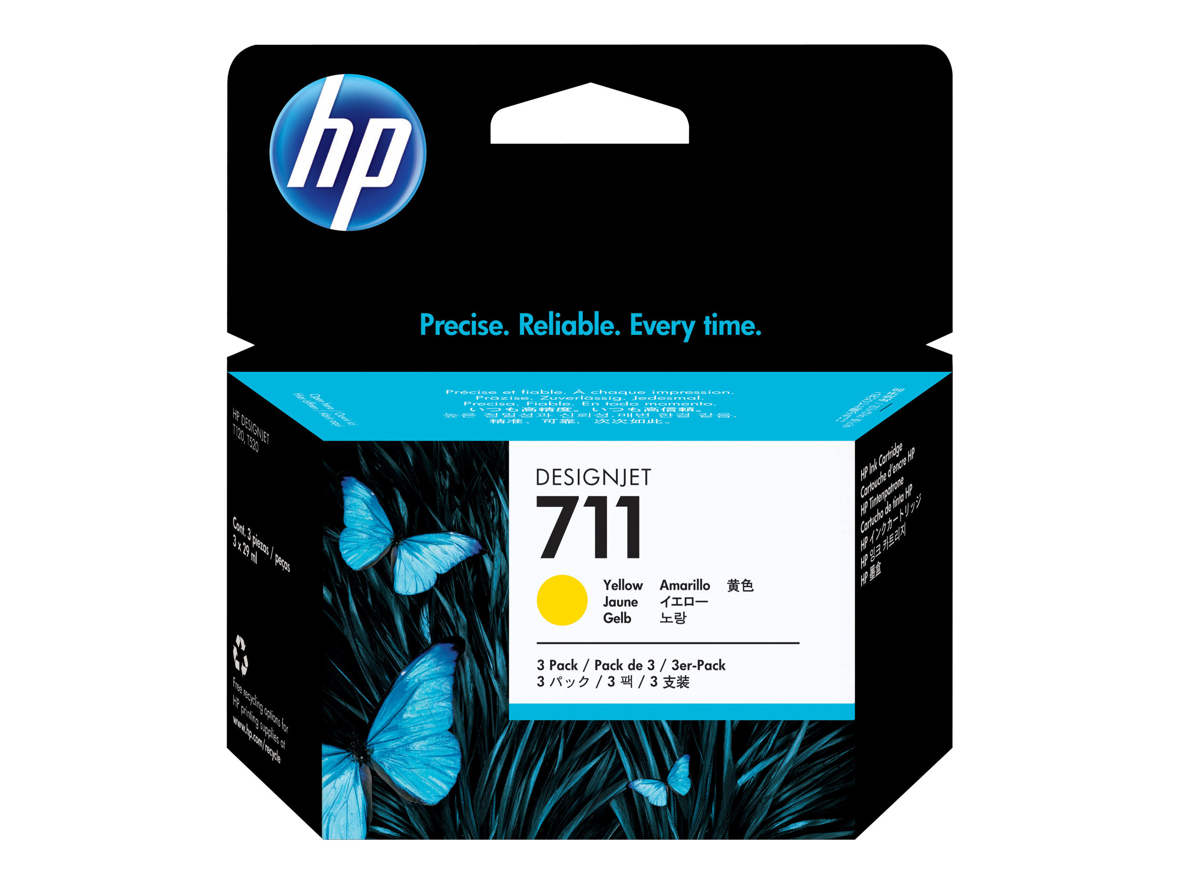 HP 711 3er-Pack Gelb DesignJet Tintenpatronen, 29 ml
