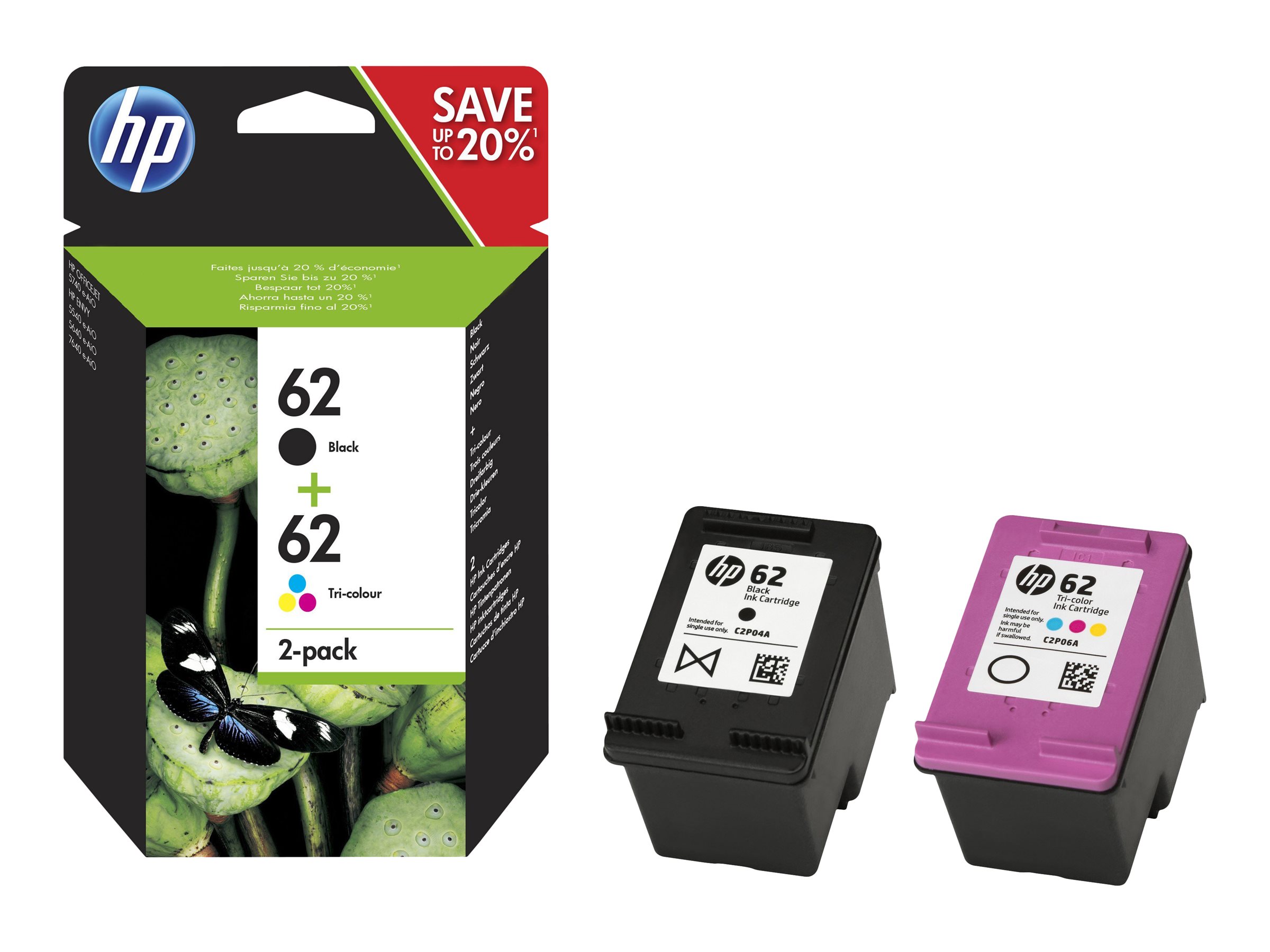 HP 62       Schwarz+Dreifarbig  Tintenpatrone