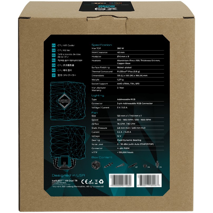 ICEBERG THERMAL IceSLEET X9 Dual TR ARGB - Threadripper only