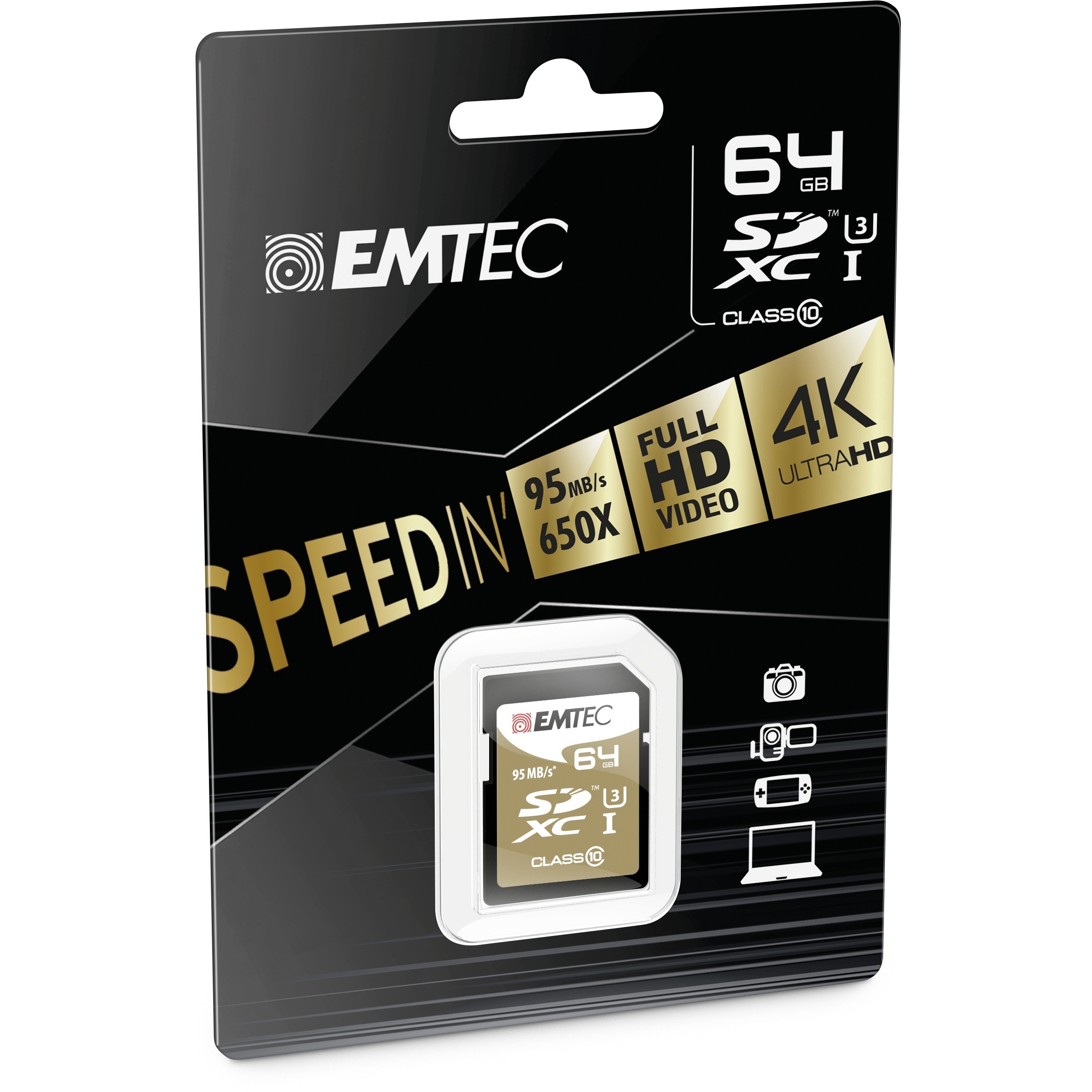 Emtec SD 64GB UHS-I U3 V30 SpeedIN Pro