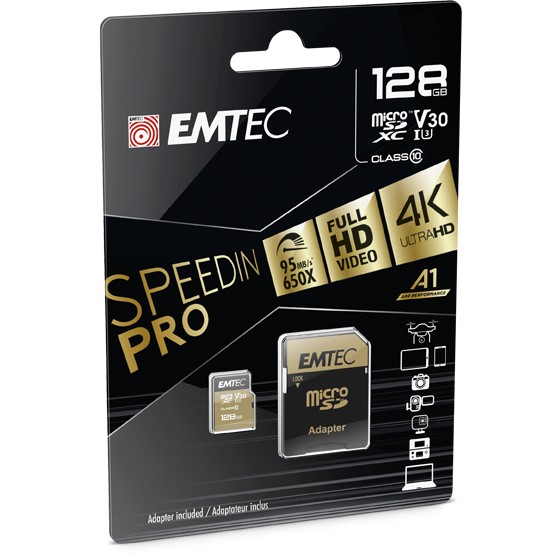Emtec mSD 128GB UHS-I U3 V30 A1 SpeedIN Pro + Adapter